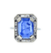 Bague 58 Bague Art déco en or blanc 18 carats, saphir Ceylan 9,40 ct et diamants 58 Facettes AB503