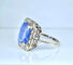 Bague 58 Bague Art déco en or blanc 18 carats, saphir Ceylan 9,40 ct et diamants 58 Facettes AB503