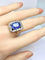 Bague 58 Bague Art déco en or blanc 18 carats, saphir Ceylan 9,40 ct et diamants 58 Facettes AB503