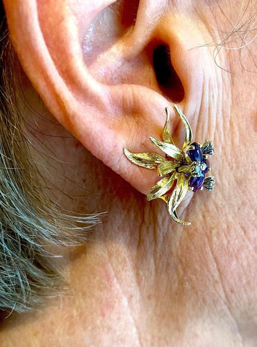 Bague 50 Parure - Bague et boucles d’oreilles en or jaune 18 carats, améthystes et diamants 58 Facettes AB506