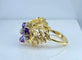 Bague 50 Parure - Bague et boucles d’oreilles en or jaune 18 carats, améthystes et diamants 58 Facettes AB506