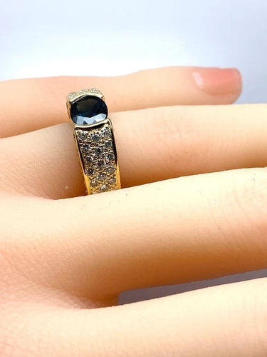 Bague 52 Bague jonc en or jaune 18 carats avec saphir et diamants 58 Facettes AB511