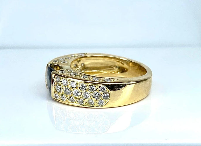 Bague 52 Bague jonc en or jaune 18 carats avec saphir et diamants 58 Facettes AB511