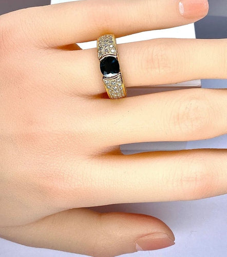 Bague 52 Bague jonc en or jaune 18 carats avec saphir et diamants 58 Facettes AB511