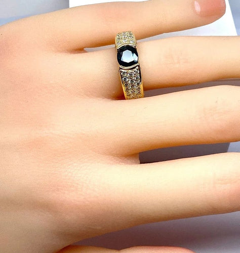 Bague 52 Bague jonc en or jaune 18 carats avec saphir et diamants 58 Facettes AB511
