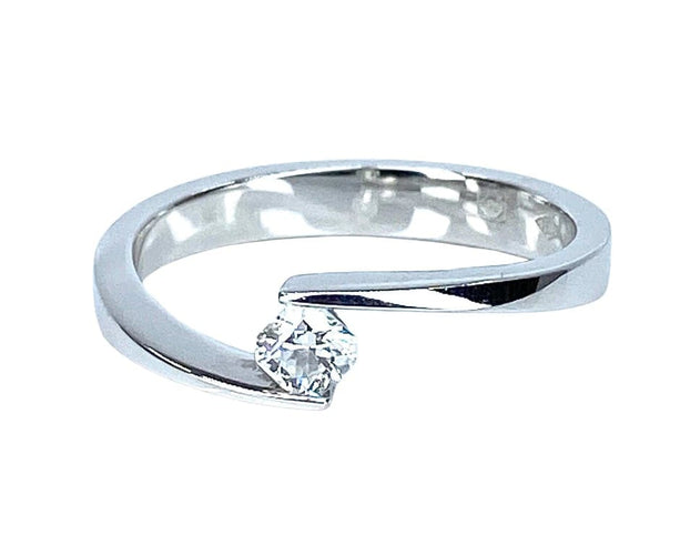 Bague 54 Bague solitaire en or blanc 18 carats et diamant taille octogonale 58 Facettes AB510