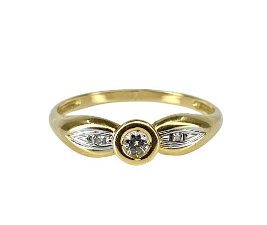 Bague 53 Bague solitaire en or jaune 18 carats et diamants 58 Facettes AB508
