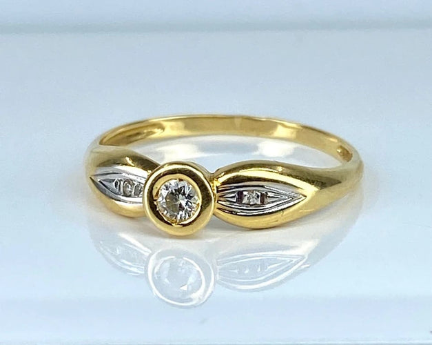 Bague 53 Bague solitaire en or jaune 18 carats et diamants 58 Facettes AB508