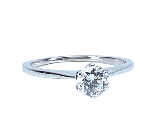 Bague 50 Bague solitaire en or blanc 18 carats et diamant 0,50 ct 58 Facettes AB514
