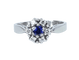 Bague 55 Bague marguerite en or blanc 18 carats avec saphir et diamants 58 Facettes AB518 bis