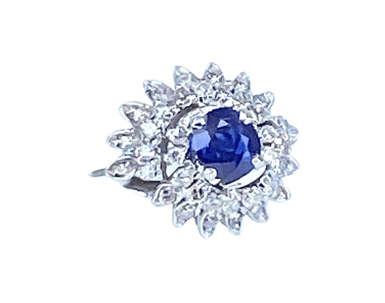 Bague 54 Bague tourbillon en or blanc 18 carats, saphir et diamants 58 Facettes AB519
