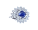 Bague 54 Bague tourbillon en or blanc 18 carats, saphir et diamants 58 Facettes AB519
