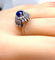 Bague 54 Bague tourbillon en or blanc 18 carats, saphir et diamants 58 Facettes AB519
