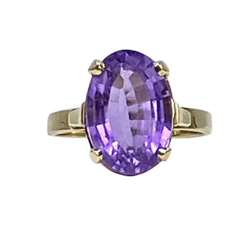 Bague 55 Bague en or jaune 18 carats avec améthyste ovale 58 Facettes AB520