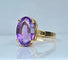 Bague 55 Bague en or jaune 18 carats avec améthyste ovale 58 Facettes AB520