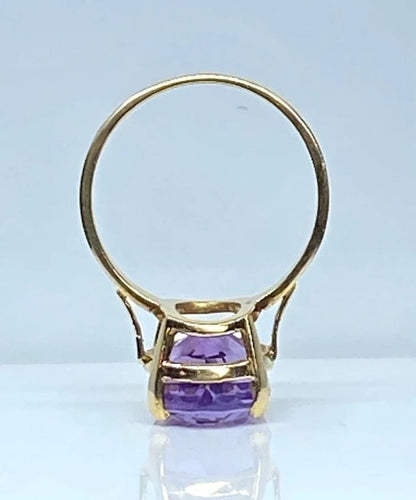 Bague 55 Bague en or jaune 18 carats avec améthyste ovale 58 Facettes AB520