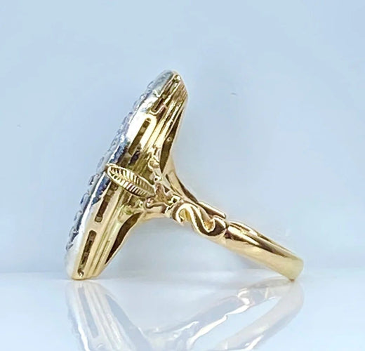 Bague 61 Bague marquise en or jaune 18 carats et platine sertie de diamants 58 Facettes AB521