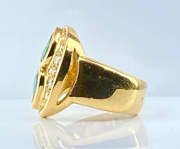 Bague 51.5 Bague en or jaune 18 carats avec émeraudes et diamants 58 Facettes AB531