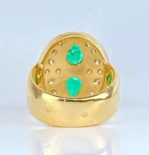 Bague 51.5 Bague en or jaune 18 carats avec émeraudes et diamants 58 Facettes AB531