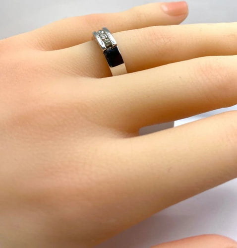 Bague 49 Bague trilogie 3 diamants en or blanc 18 carats 58 Facettes AB532