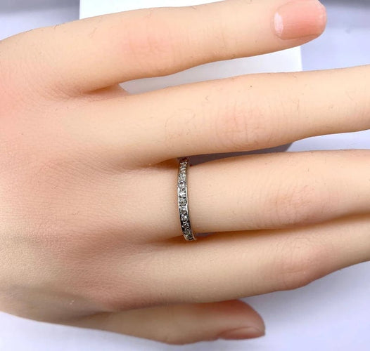Bague 51 Alliance en or blanc 18 carats et diamants taille ancienne 58 Facettes AB533