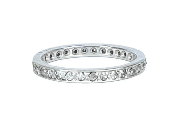 Bague 51 Alliance en or blanc 18 carats et diamants taille ancienne 58 Facettes AB533