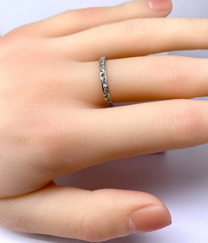 Bague 51 Alliance en or blanc 18 carats et diamants taille ancienne 58 Facettes AB533