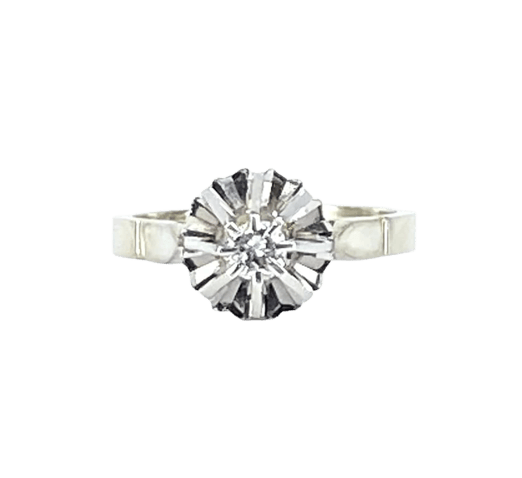 Bague 47 Bague solitaire en or blanc 18 carats avec diamant 0,10 carat 58 Facettes AB537