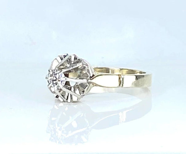 Bague 47 Bague solitaire en or blanc 18 carats avec diamant 0,10 carat 58 Facettes AB537