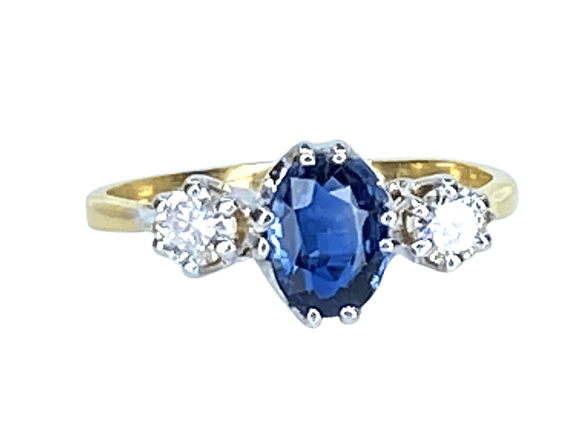 Bague 55 Bague en or jaune 18 carats avec saphir et diamants 58 Facettes AB549