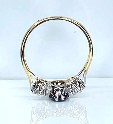 Bague 55 Bague en or jaune 18 carats avec saphir et diamants 58 Facettes AB549