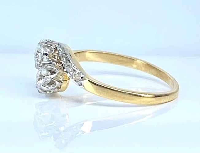 Bague 54 Bague toi et moi en or jaune 18 carats et diamants, vers 1900 58 Facettes AB553