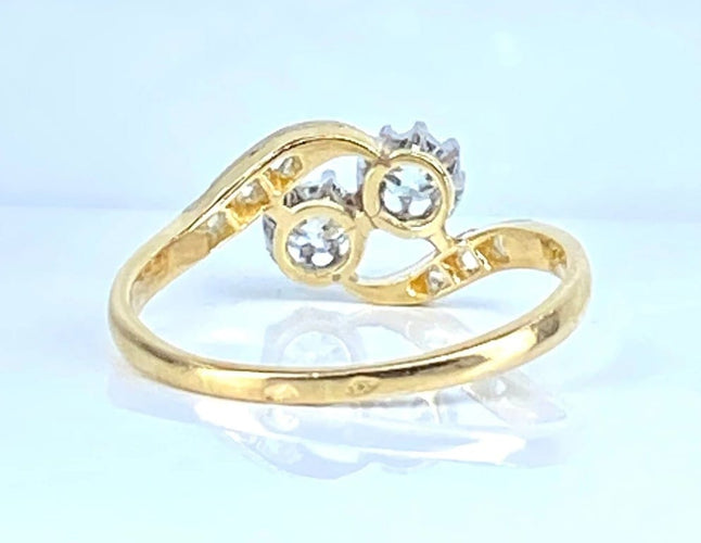 Bague 54 Bague toi et moi en or jaune 18 carats et diamants, vers 1900 58 Facettes AB553