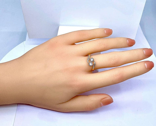 Bague 54 Bague toi et moi en or jaune 18 carats et diamants, vers 1900 58 Facettes AB553