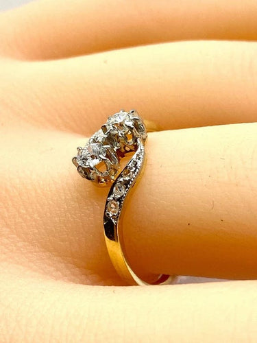 Bague 54 Bague toi et moi en or jaune 18 carats et diamants, vers 1900 58 Facettes AB553