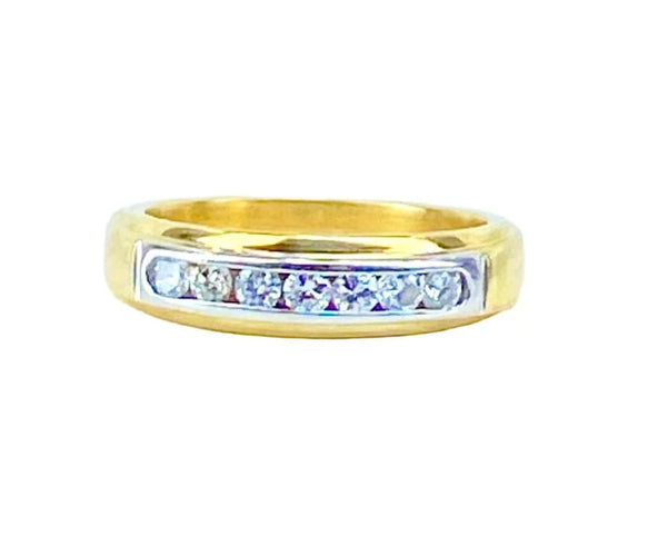 Bague 50 Demi-alliance - Bague en or jaune et or blanc 18 carats et diamants 58 Facettes AB555