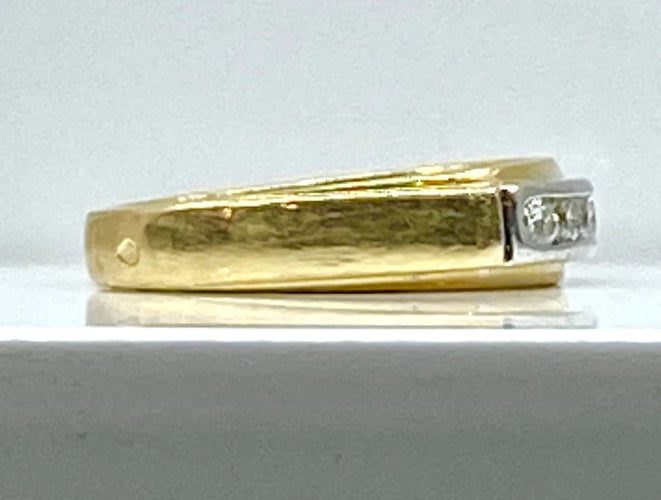 Bague 50 Demi-alliance - Bague en or jaune et or blanc 18 carats et diamants 58 Facettes AB555