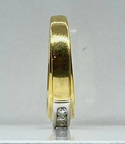 Bague 50 Demi-alliance - Bague en or jaune et or blanc 18 carats et diamants 58 Facettes AB555