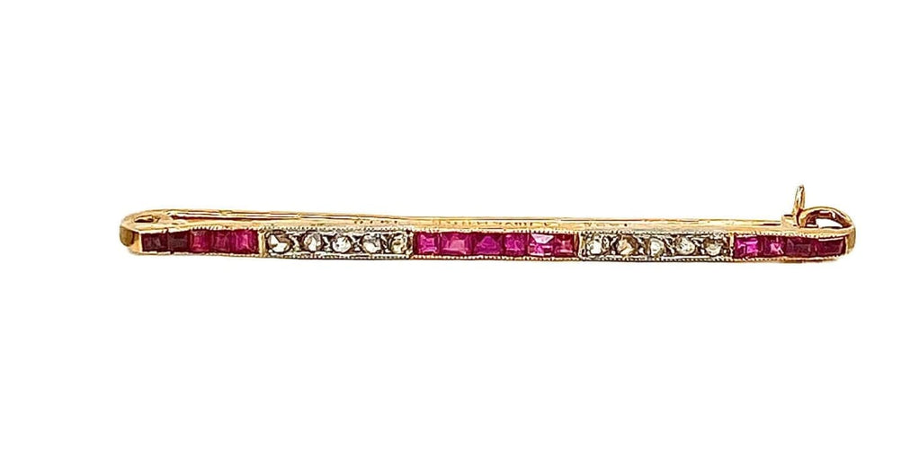 Broche Broche barrette en or jaune 18 carats avec rubis et diamants 58 Facettes AB558