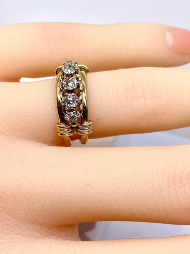 Bague 46 Bague en or jaune 18 carats avec 5 diamants 58 Facettes AB559
