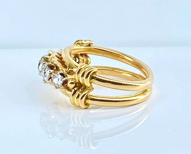 Bague 46 Bague en or jaune 18 carats avec 5 diamants 58 Facettes AB559