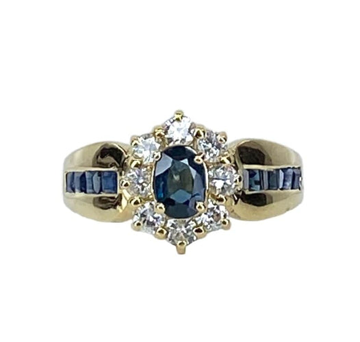 Bague 52 Bague jonc marguerite en or jaune 18 carats, saphir et diamants 58 Facettes AB573
