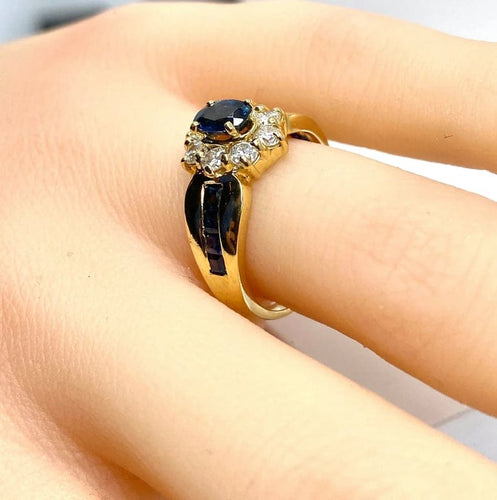 Bague 52 Bague jonc marguerite en or jaune 18 carats, saphir et diamants 58 Facettes AB573