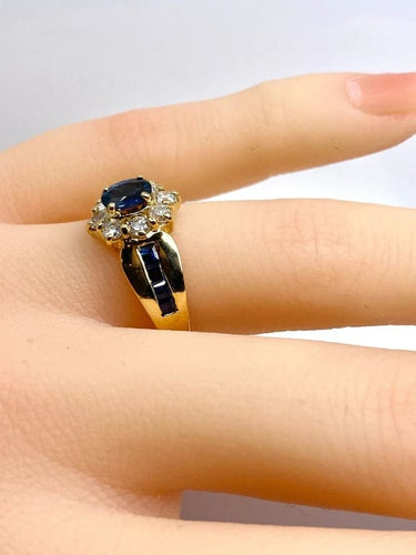Bague 52 Bague jonc marguerite en or jaune 18 carats, saphir et diamants 58 Facettes AB573