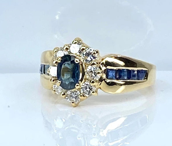Bague 52 Bague jonc marguerite en or jaune 18 carats, saphir et diamants 58 Facettes AB573