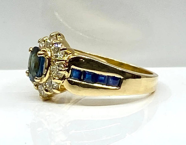Bague 52 Bague jonc marguerite en or jaune 18 carats, saphir et diamants 58 Facettes AB573