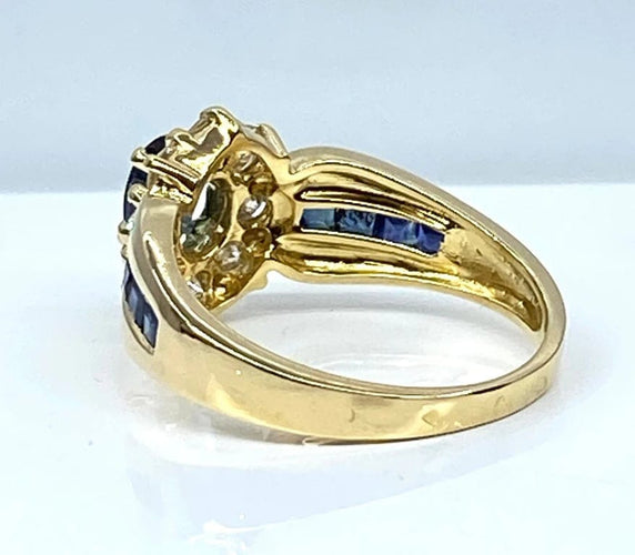Bague 52 Bague jonc marguerite en or jaune 18 carats, saphir et diamants 58 Facettes AB573