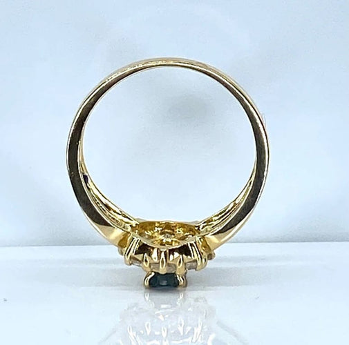 Bague 52 Bague jonc marguerite en or jaune 18 carats, saphir et diamants 58 Facettes AB573
