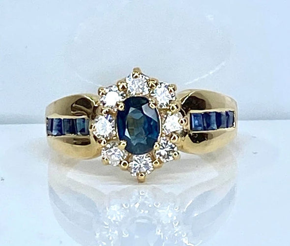 Bague 52 Bague jonc marguerite en or jaune 18 carats, saphir et diamants 58 Facettes AB573