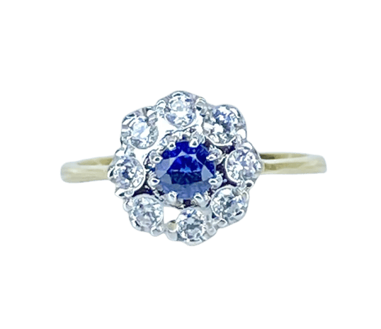 Bague 53 Bague marguerite en or 18 carats, saphir et diamants 58 Facettes AB572